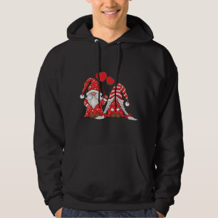 Gnomes couple Holding Hearts love pattern Valentin Hoodie