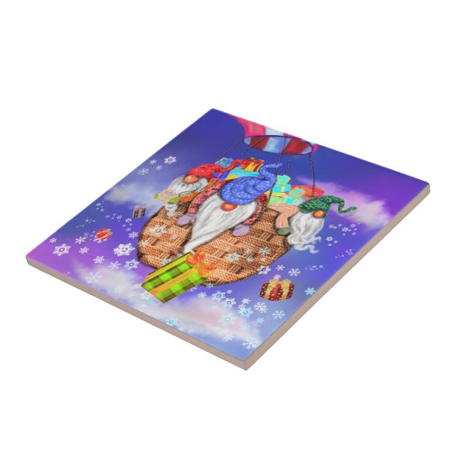 Gnomes de Noël donne des cadeaux Carreaux en céram (Côté)