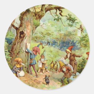 Gnomes, Elves and Fairies in the Magical Forest Classic Round Sticker