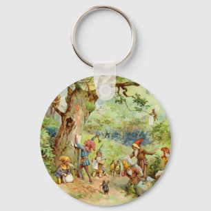 Gnomes, Elves and Fairies in the Magical Forest Keychain