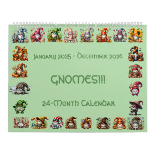 Gnomes en Casquette 2025-2026 Calendrier 24 mois