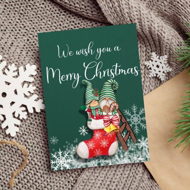 Gnomes en stock Carte de voeux de Noël (Créateur téléchargé)