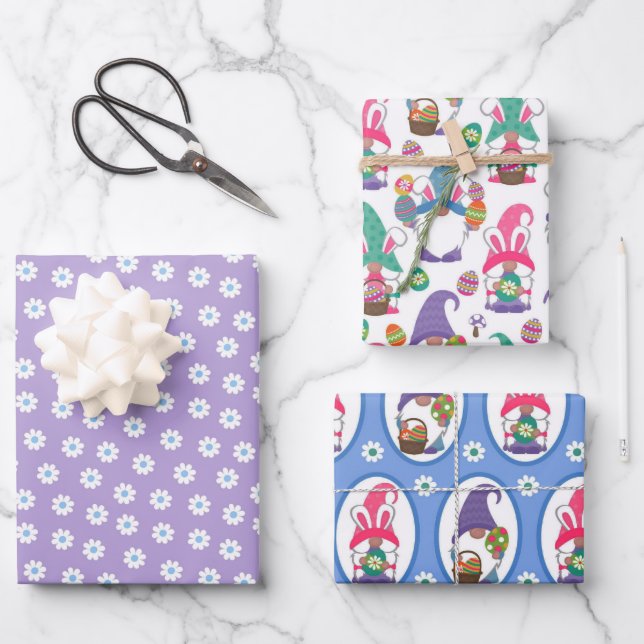 Gnomes Et Fleurs De Pâques Enveloppant Les Feuille (Recto)