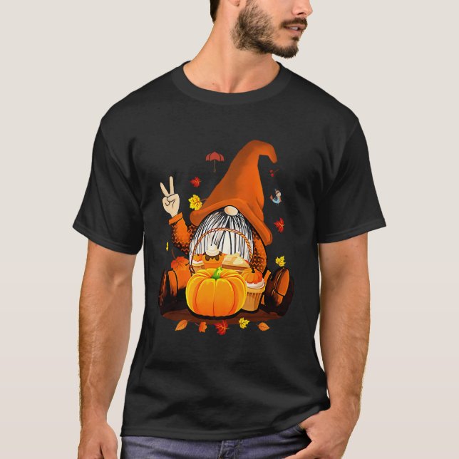 Gnomes Fall Autumn Cute Halloween Thanksgiving T-Shirt (Front)