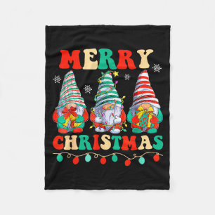 Gnomes Family Merry Christmas Xmas Pajamas Cute Fleece Blanket