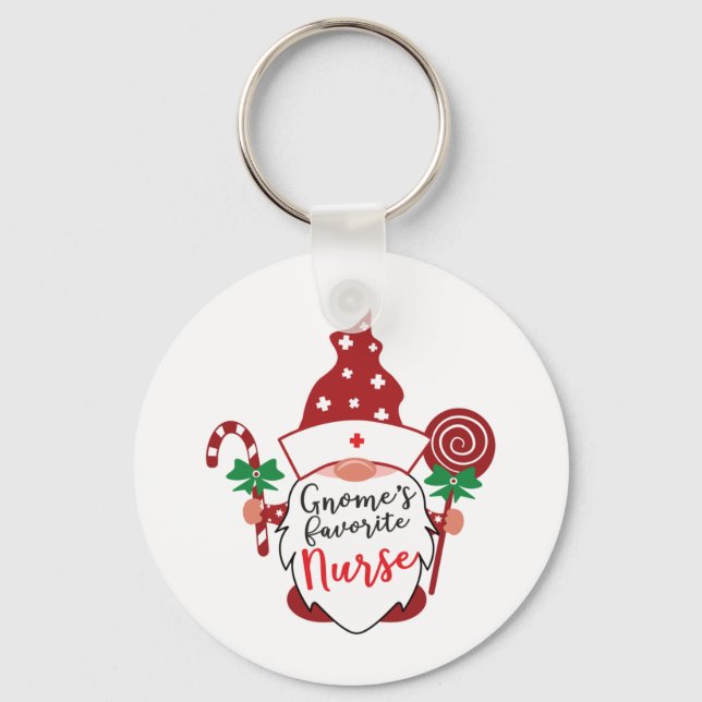 Gnome's Favourite Nurse   Keychain (Front)