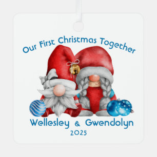 Gnomes First Christmas Together Metal Ornament