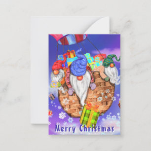 Gnomes Flying and Gives Gifts Christmas Card