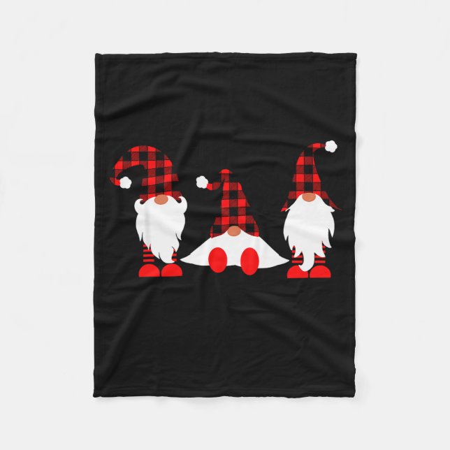 Gnomes For The Holidays Buffalo Plaid Gnome Christ Fleece Blanket (Front)