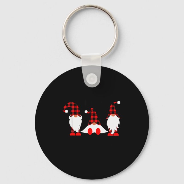 Gnomes For The Holidays Buffalo Plaid Gnome Christ Keychain (Front)