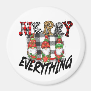Gnomes Funny Merry Everything Black White Plaid Magnet