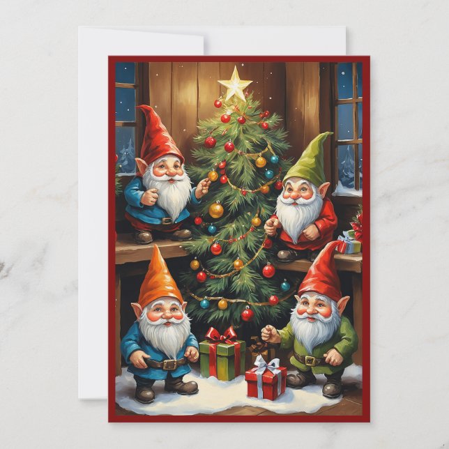 Gnomes Funny Trendy Whimsical Fantasy No Photo  Holiday Card (Front)
