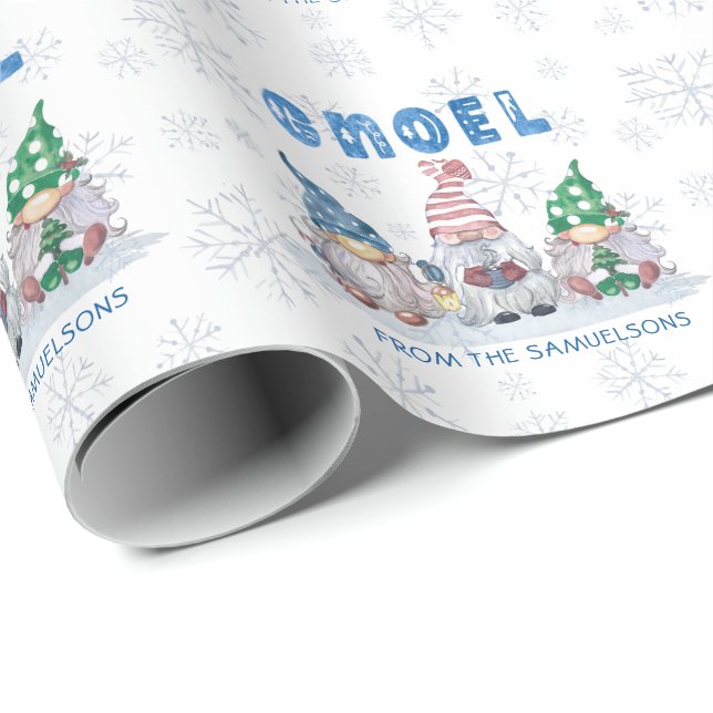 Gnomes GNOEL Christmas Winter Personalized Wrapping Paper (Roll Corner)
