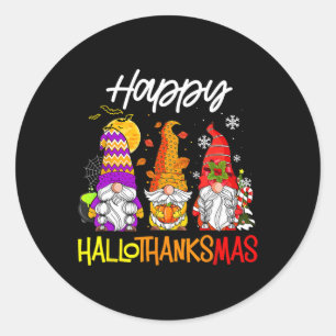 Gnomes Hallothanksmas Halloween Thanksgiving Chris Classic Round Sticker