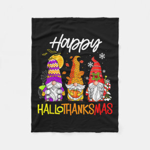Gnomes Hallothanksmas Halloween Thanksgiving Chris Fleece Blanket