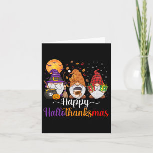 Gnomes Halloween Thanksgiving Christmas Happy Hall Card