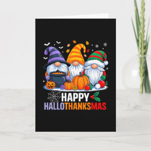 Gnomes Halloween Thanksgiving Christmas Happy Hall Card