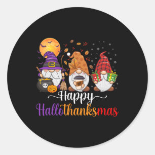 Gnomes Halloween Thanksgiving Christmas Happy Hall Classic Round Sticker