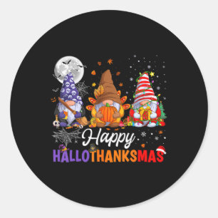 Gnomes Halloween Thanksgiving Christmas Happy Hall Classic Round Sticker