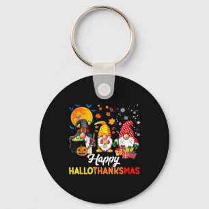 Gnomes Halloween Thanksgiving Christmas Happy Hall Keychain