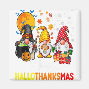 Gnomes Halloween Thanksgiving Christmas Happy Hall Magnet