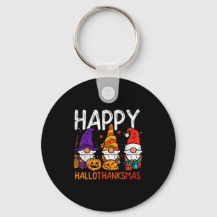 Gnomes Happy Hallothanksmas Halloween Thanksgiving Keychain