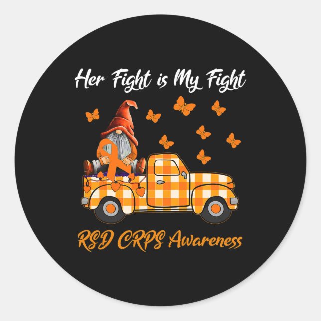 Gnomes Her Fight Is My Fight Rsd Crps Awareness Gi Classic Round Sticker (Front)