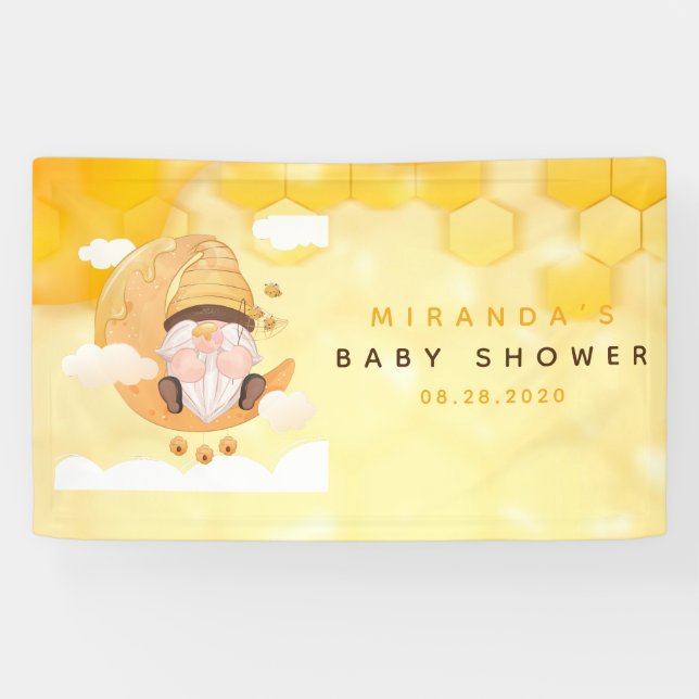 Gnomes Honeycomb Bees Baby Shower Banner (Horizontal)