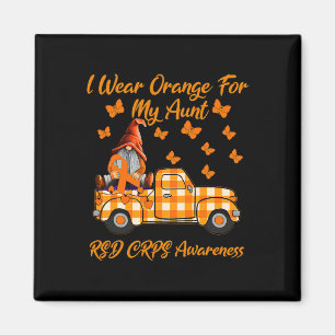 Gnomes I Wear Orange For My Aunt Rsd Crps Awarenes Magnet