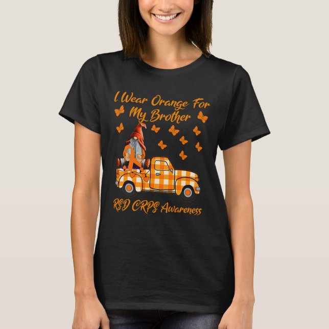 Gnomes I Wear Orange For My Brother Rsd Crps Aware T-Shirt (Front)