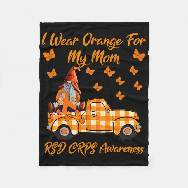 Gnomes I Wear Orange For My Mom Rsd Crps Awareness Fleece Blanket (Front)