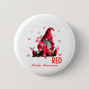Gnomes In May We Wear Red Stroke Awareness 2 Inch Round Button
