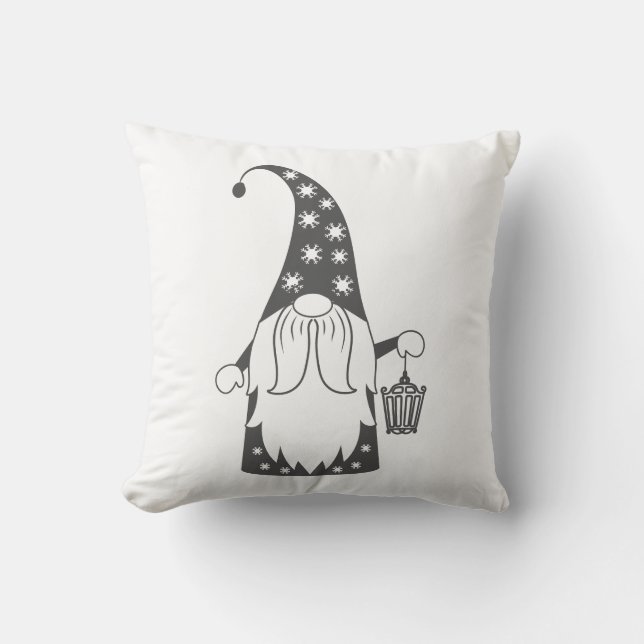 Gnomes in Monochrome Throw Pillow (Front)
