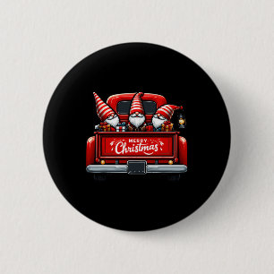 Gnomes In Red Truck Merry Christmas Pajama Family 2 Inch Round Button