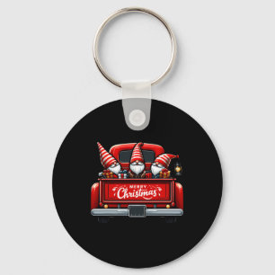 Gnomes In Red Truck Merry Christmas Pajama Family Keychain
