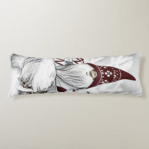 Gnomes in the snow watercolor painting  body pillow