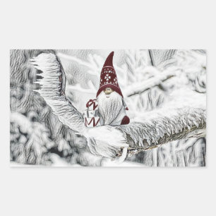 Gnomes in the snow watercolor painting sticker