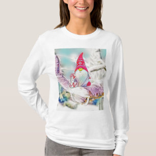 Gnomes in the snow watercolor painting T-Shirt