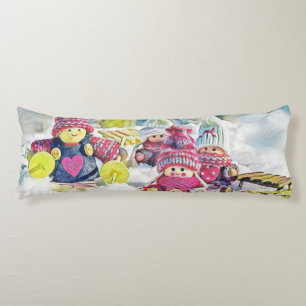 Gnomes in the snow watercolor painting vintage  body pillow