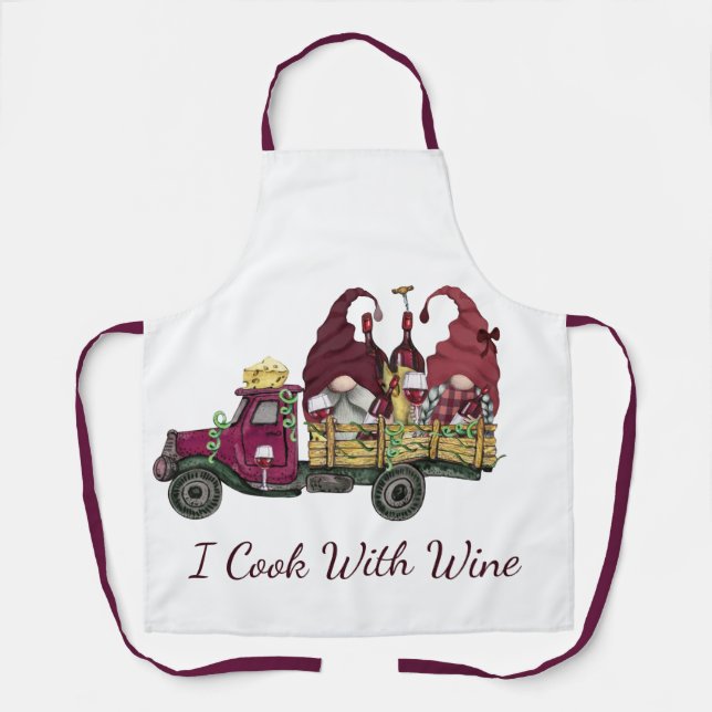 Gnomes in Wine Truck I Cook With Wine Apron (Front)
