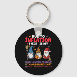 Gnomes Inflation Halloween Thanksgiving Christmas Keychain