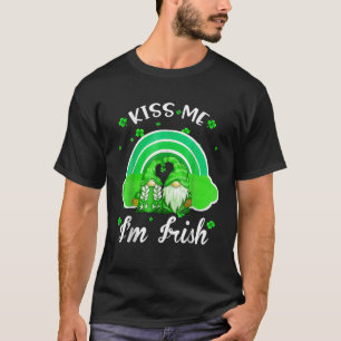 Gnomes Kiss Me I'm Irish Shamrock Rainbow St Patri T-Shirt