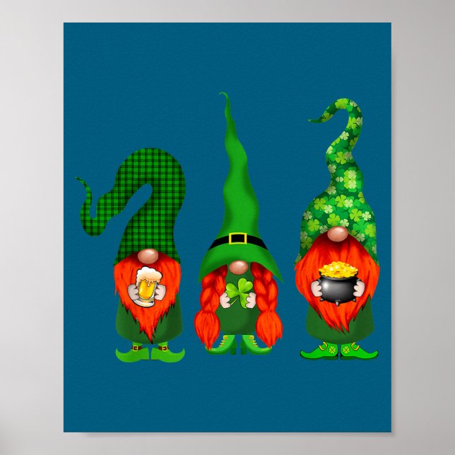 Gnomes Leprechaun St Patricks Day Beer Clover Iri- Poster (Front)