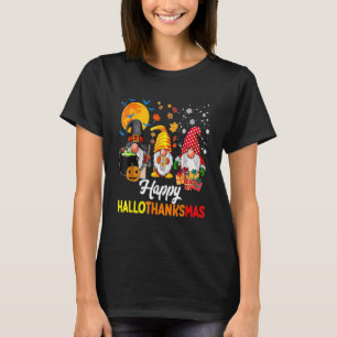 Gnomes Lover Halloween Merry Christmas Happy Hallo T-Shirt