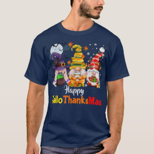 Gnomes Lover Halloween Merry Christmas Happy Hallo T-Shirt