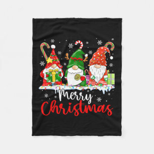 Gnomes Merry Christmas Light Family Gnome Fleece Blanket