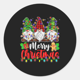 Gnomes Merry Christmas Light Gnome Xmas Classic Round Sticker