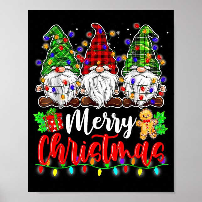 Gnomes Merry Christmas Light Gnome Xmas  Poster (Front)