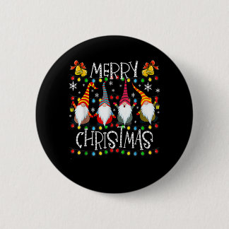 Gnomes Merry Christmas Xmas Light Family Gnome Xma 2 Inch Round Button