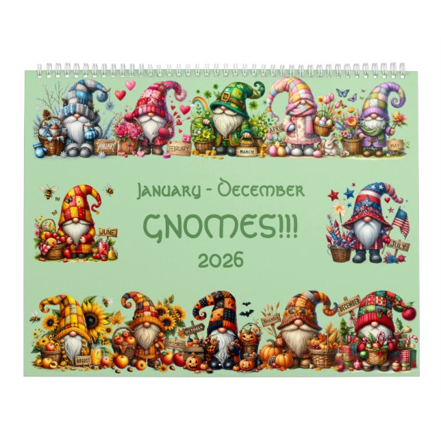Gnomes mignons en Casquette 2026 Calendrier - Ador (Protection)